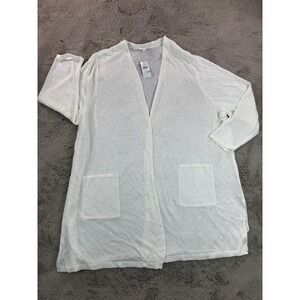 NWT J. Jill White Linen‎ Blend Open Front Cardigan Sweater 4X Womens Oversized